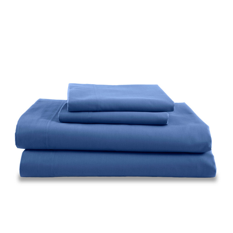 Full Size Navy Blue Polyester Percale Sheet Set