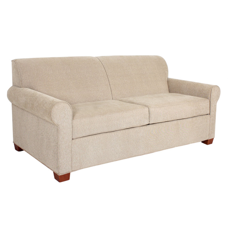 Finn Rolled Arm Sofa with Reversible Cushions, Ridgecrest Putty, BM Cherry, 34" H x 75" W x 36" D