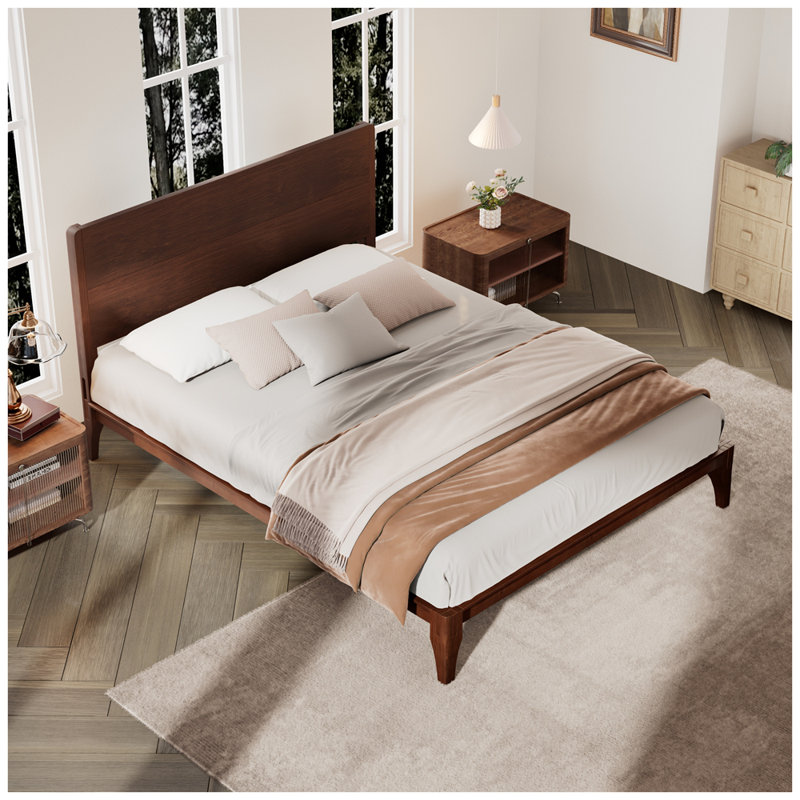 Solid Wood Standard Bed, Chocolate, Queen