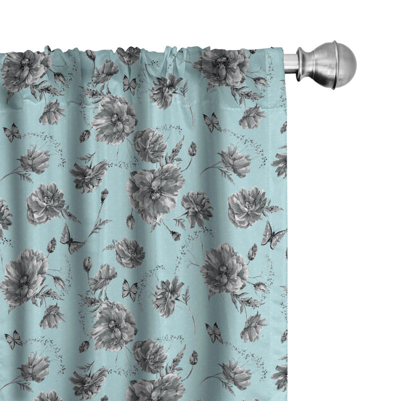 Floral Semi-Sheer Rod Pocket Curtain Panels, 28" x 84"