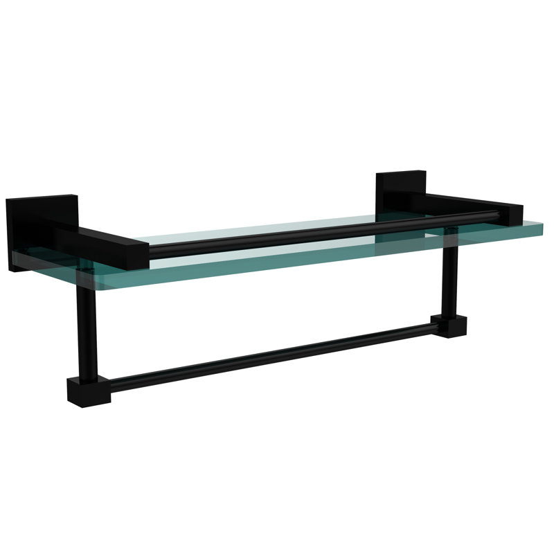 Haranu Bracket Shelf with Towel Bar, Matte Black