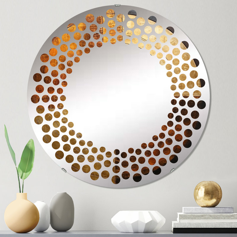 Miroir mural rond, H 24 po x l 24 po, Brun/jaune