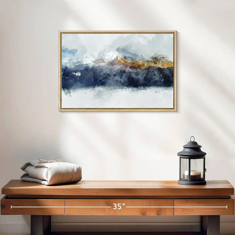 Montagnes de rêve, Cadre flottant en bois naturel, 19 po x 13 po