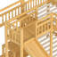 Lit simple superposé en forme de maison avec glissade, lit de jeu avec escalier de rangement, deux méthodes de placement, conception silencieuse-216335251-216335250