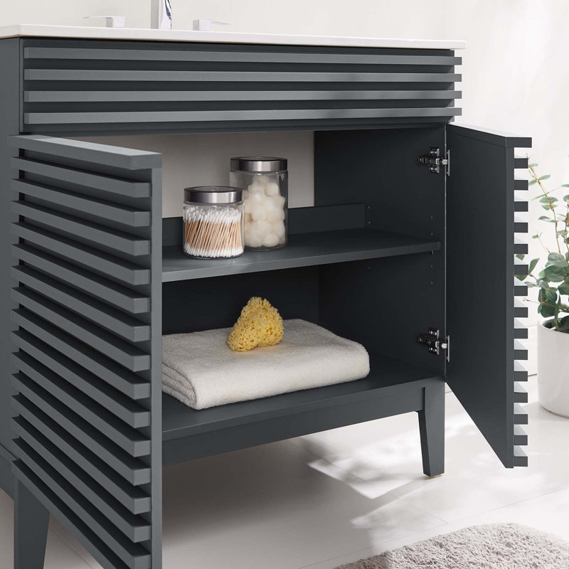 Ensemble de meuble-lavabo simple 36 po Render, gris