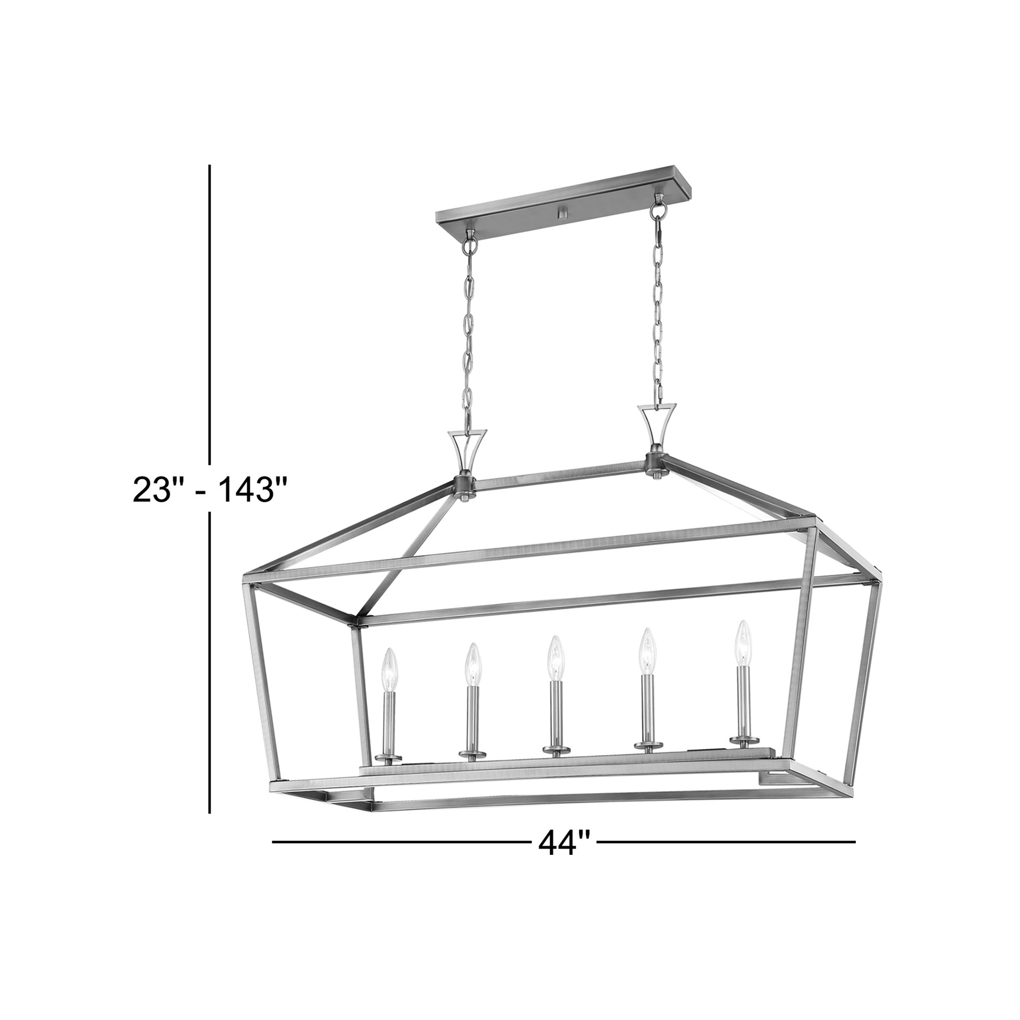 Hastings 5 Light Dimmable Pendant, 23.5" H x 44" W x 16" D, Warm Brass