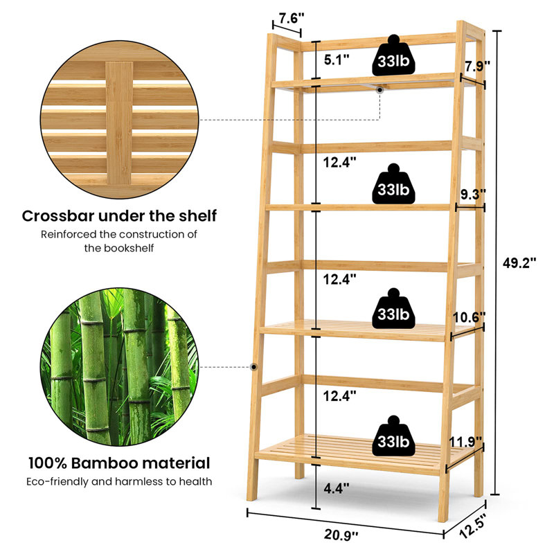 49.2” Freestanding Open Book Shelf, Natural