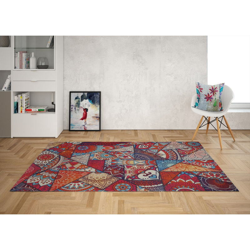 Premium Woven Carpet, 5.2 x 7.5 ft, 100% Polyester, Antibacterial, Non-Slip Underside, 0.3 in Pile Height | Machine Washable, 3D Digital Print | Perfect for Living Room, Bedroom & Office Décor