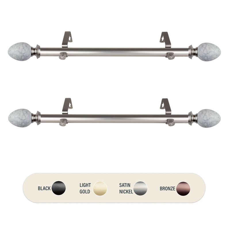 Resin Adjustable Single Curtain Pole, Satin Nickel