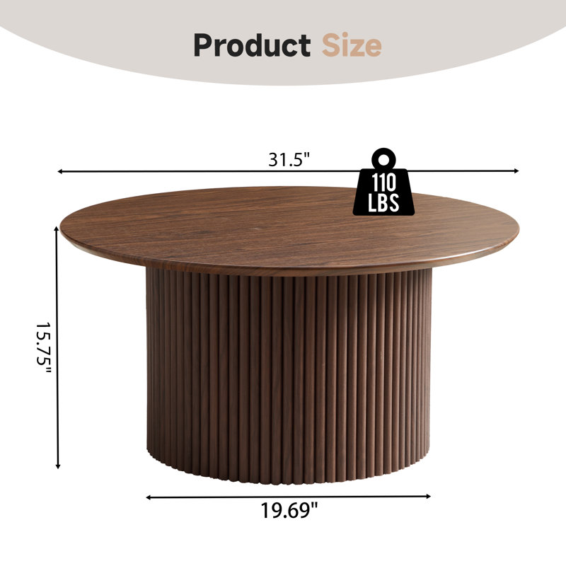 Table basse 31,5 po, Noyer, 15.75" H x 31.5" W x 19.69" D