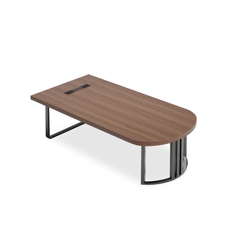 Table de réunion de bureau moderne en grain de bois avec base en acier robuste, 29.5" H x 86.6" L x 39.4" D