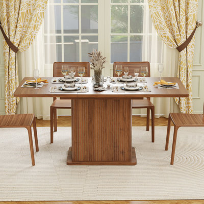 47-65 Inch Extendable Kitchen Dining Table With 2 Doors For 4-6, Rectangle Dining Room Table
