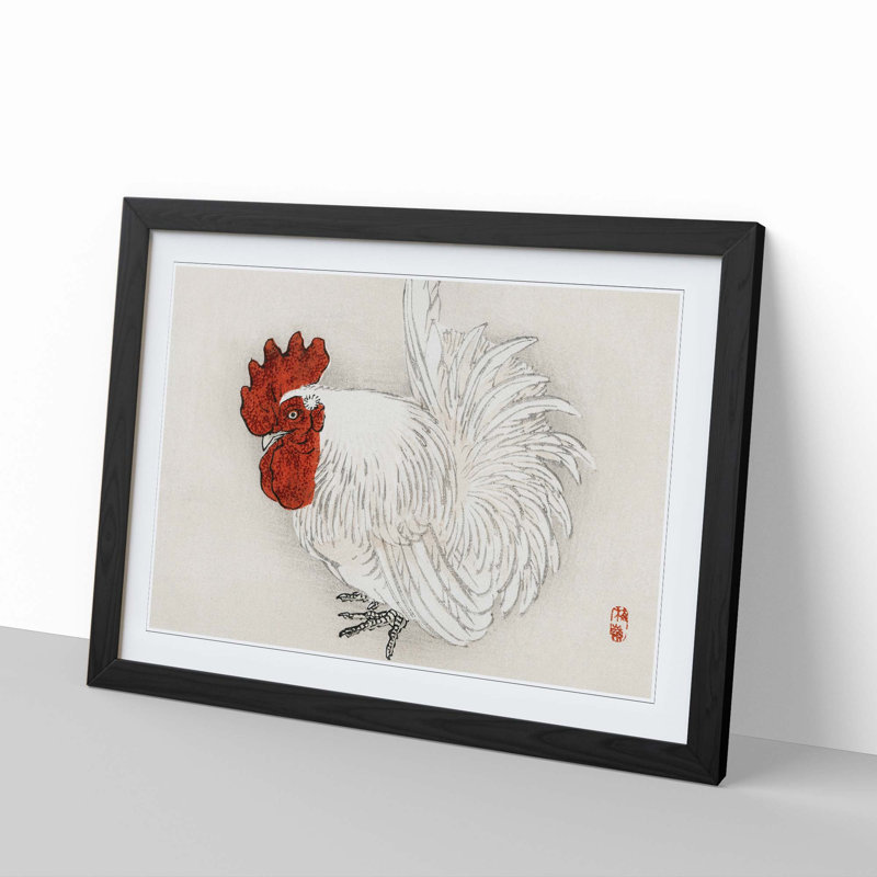 White Chicken by Kono Bairei - Picture Frame Graphic Art Print, 60cm H x 91cm W x 2cm D, Black