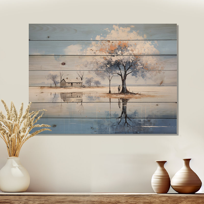 Minimalisme Lakefront Cottage Oasis II - paysage sur bois, H 30 po x l 40 po x P 0,78 po