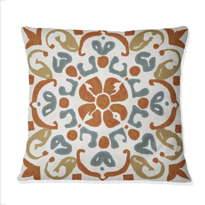 Moroccan Tiles In Earth Tones V - Coussin décoratif à imprimé abstrait