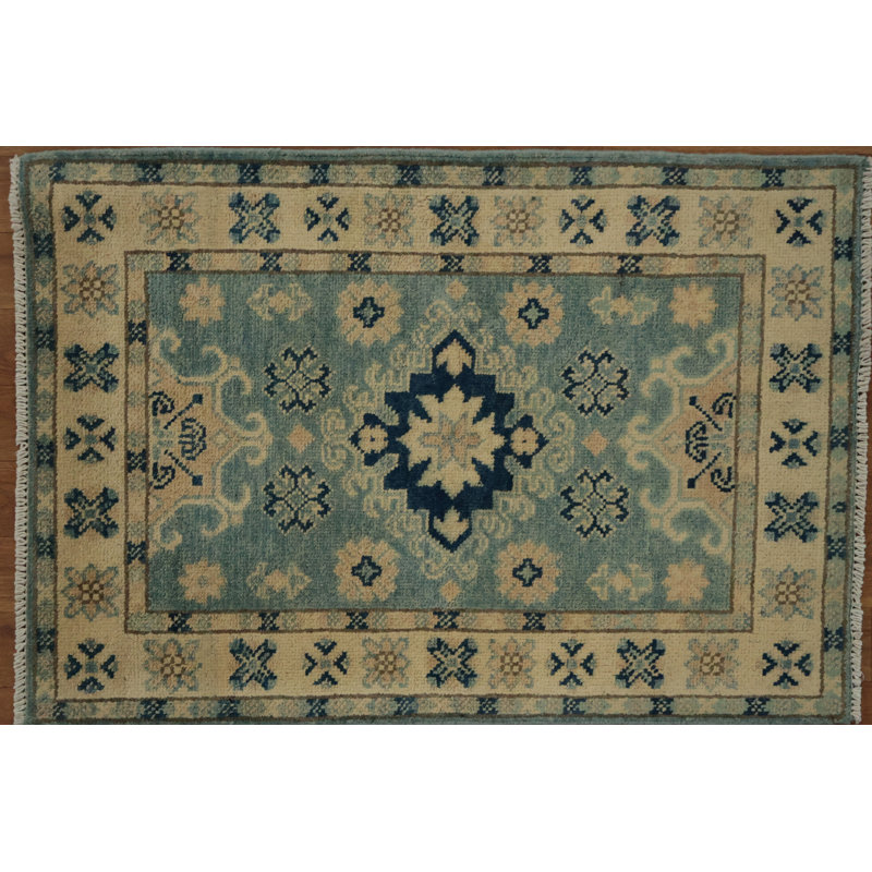 Tapis oriental élégant à motif géométrique bleu Peshawar 2x3