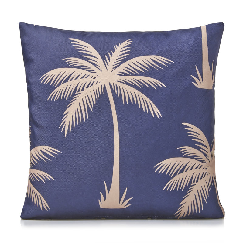 Adilen Indoor / Outdoor Floral Blue Square Cushion Cover, 55cm H x 55cm W x 1cm D
