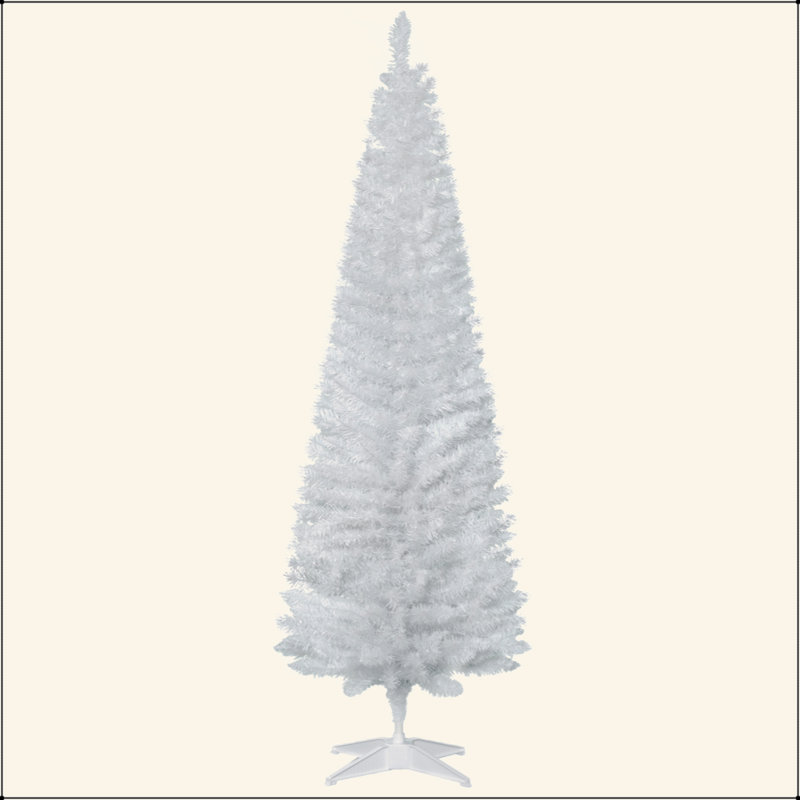 Arbre de Noël artificiel 6 pi avec arbre de Noël mince 6 pi avec 390 branches réalistes et support en plastique, H 6 pi