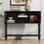 Console sculptée à la main de 107 cm (42 po) avec pattes en bois massif et tablette ouverte pour entrée, noire-143379461