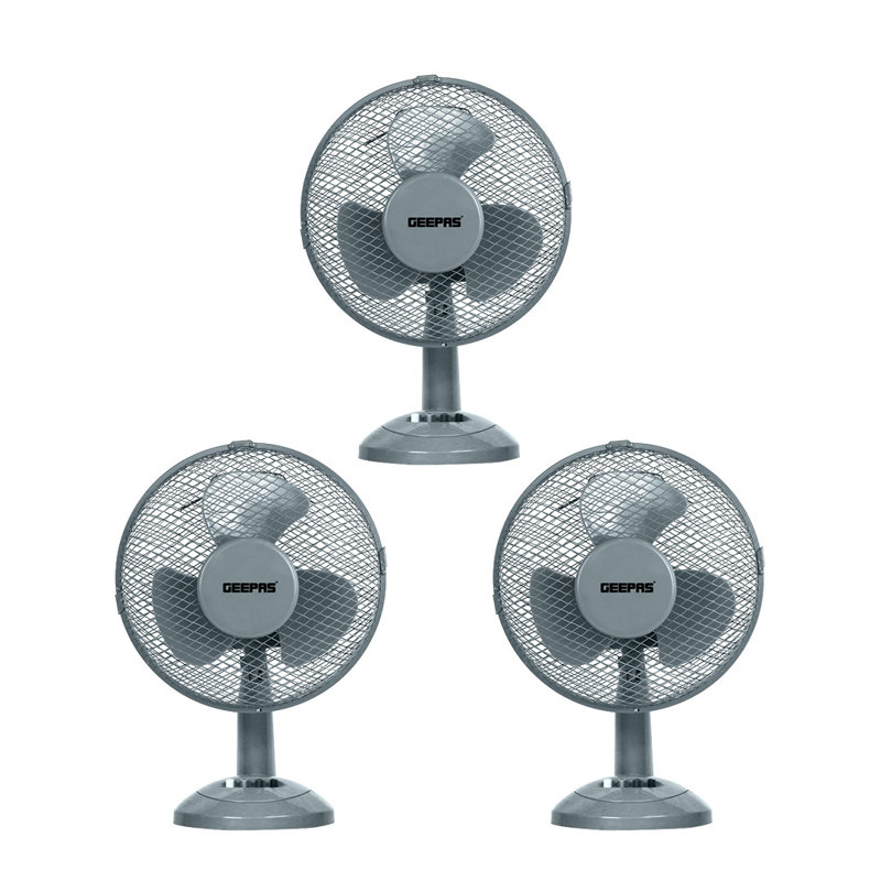 GEEPAS 9" Table Fan | Electric Portable Worktop Desk Fan with 2 Speeds 3 Blades, Adjustable Tilt Wide Angled Oscillation | Powerful Low Noise Airflow for Home Office | 22W