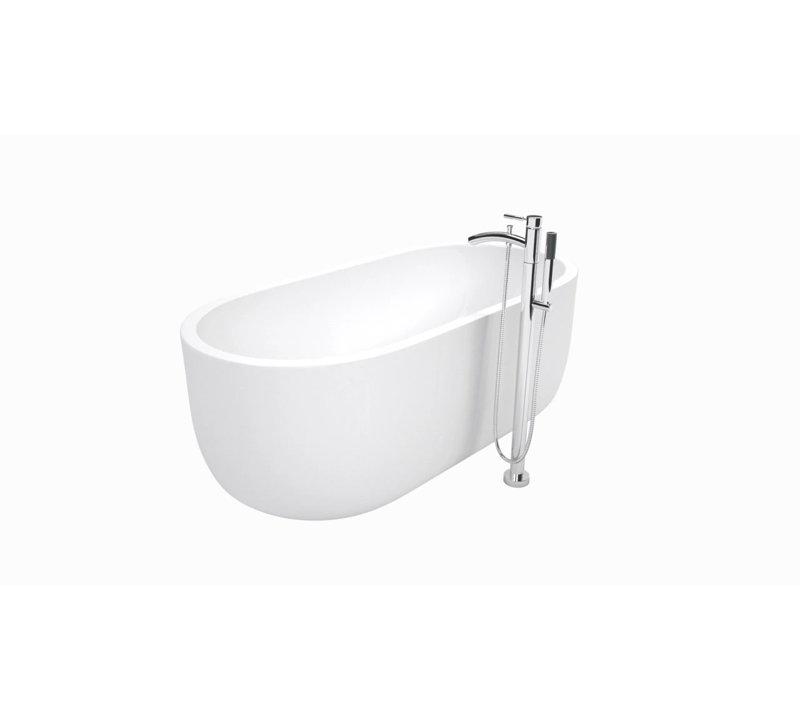 Mermaid 60'' White Acrylic Freestanding Bathtub with Matte Black Trim