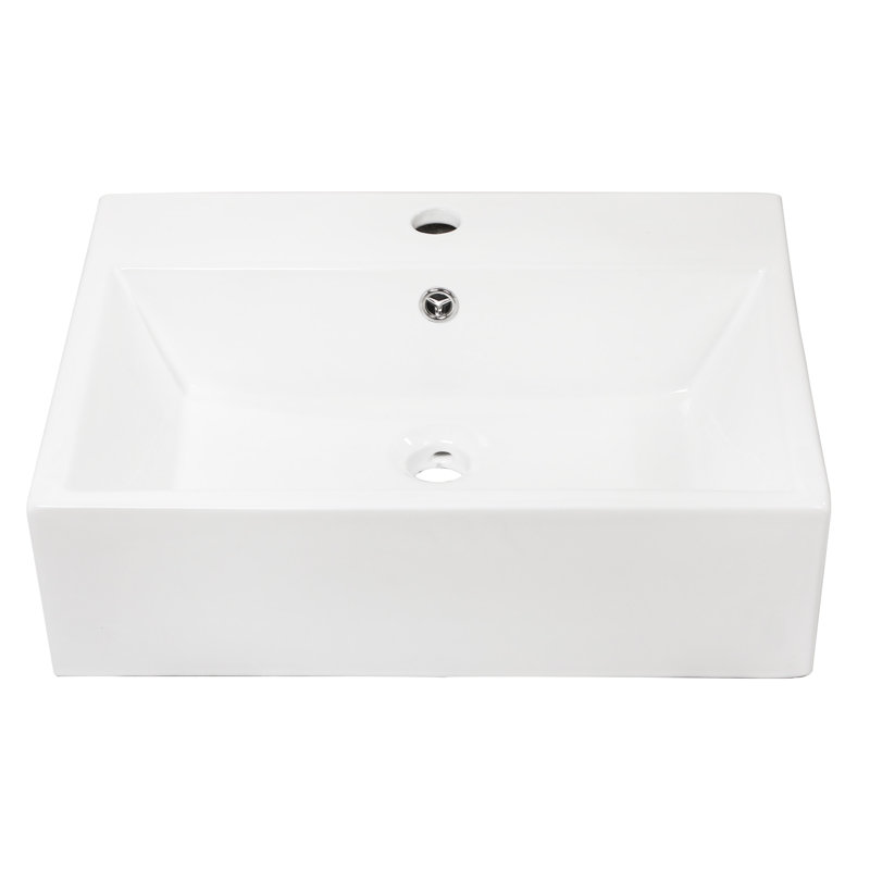 Lavabo de salle de bain rectangulaire en céramique blanche avec trou de robinet et trop-plein 20 po L x 16 po