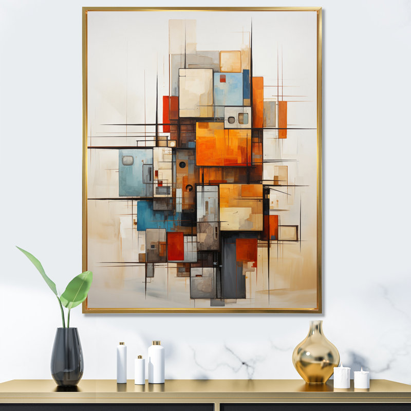 Impression sur toile Haydyn Cubism Fragmented Perspectives I, H 44 po x l 34 po x P 1,5 po, Cadre flottant doré