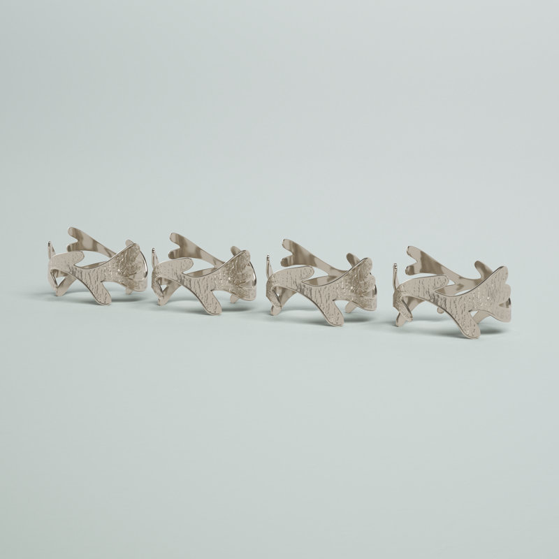 Ensemble de 4 rondelles de serviette 4 pièces, Argent
