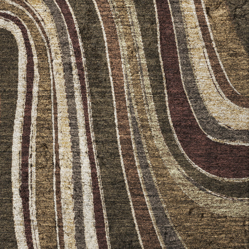 Tapis Dream Shag ADS756 à motifs tourbillonnants, lavable à la machine de qualité supérieure, Fudge, 3' x 5'