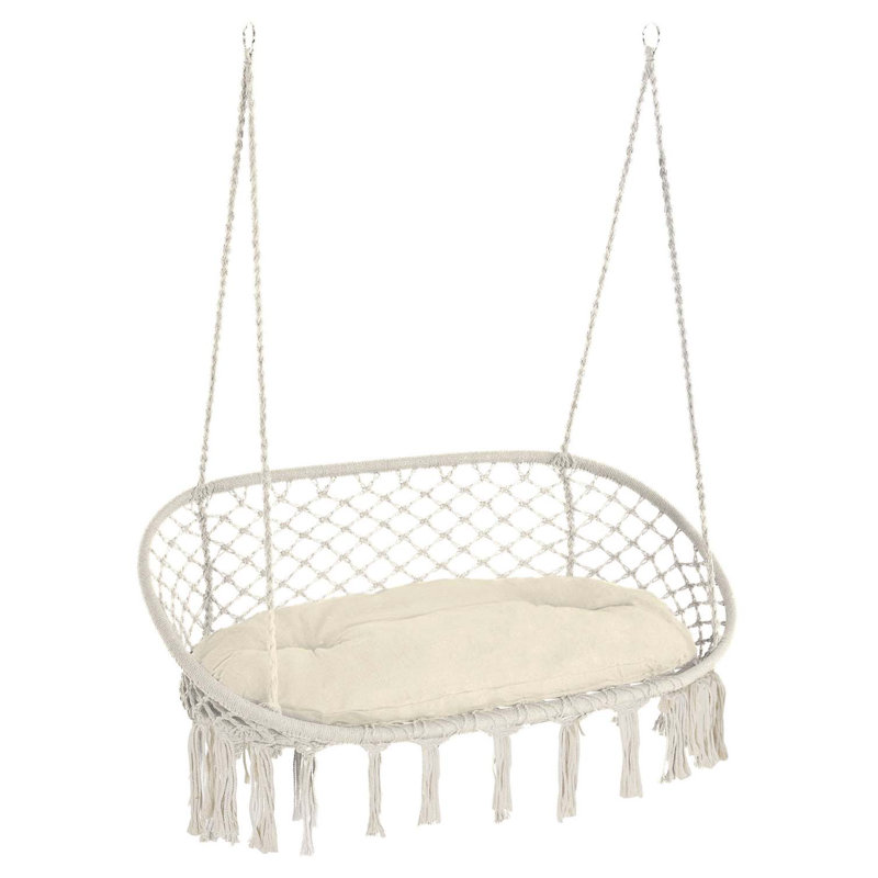 Balancelle en macramé pour 2 personnes Outsunny, Blanc