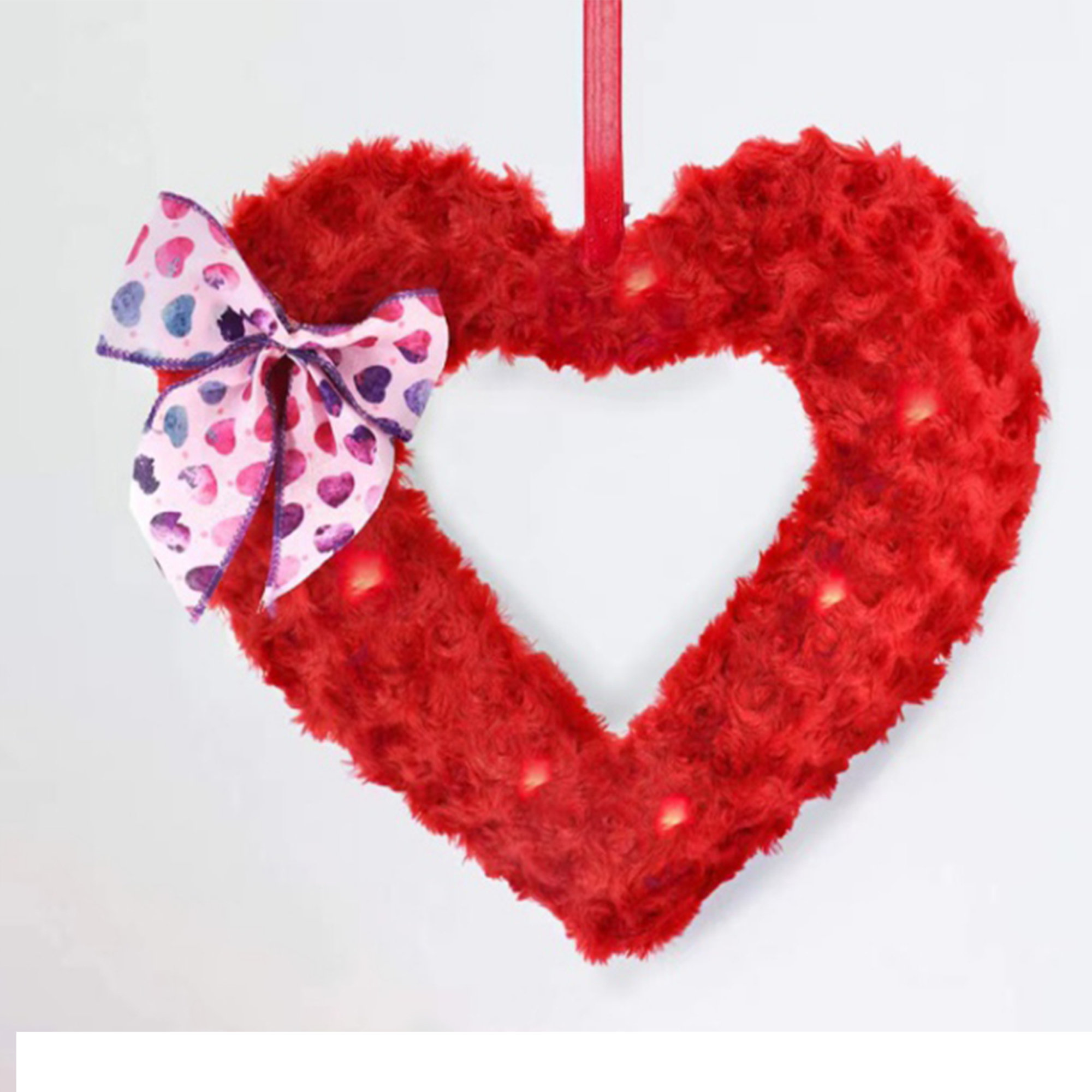  Heart Shaped Valentine's Day Wreath with Burlap Plaid