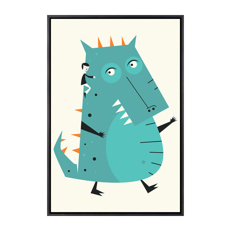 Monstre III - Imprimé, Pas de tapis, Toile avec cadre noir patiné, H 26 po x l 18 po x 1,5 po