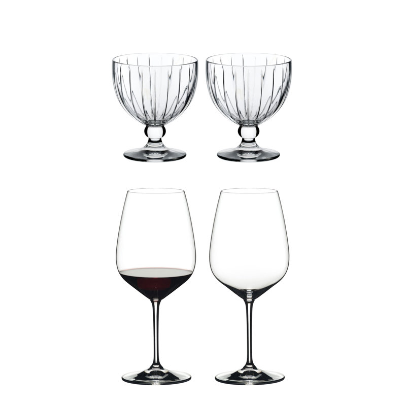 4-Piece Riedel Sunshine Glass & Heart To Heart Crystal Red Wine Glass