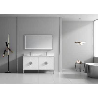 60'' Double Bathroom Vanity with Acrylic Top