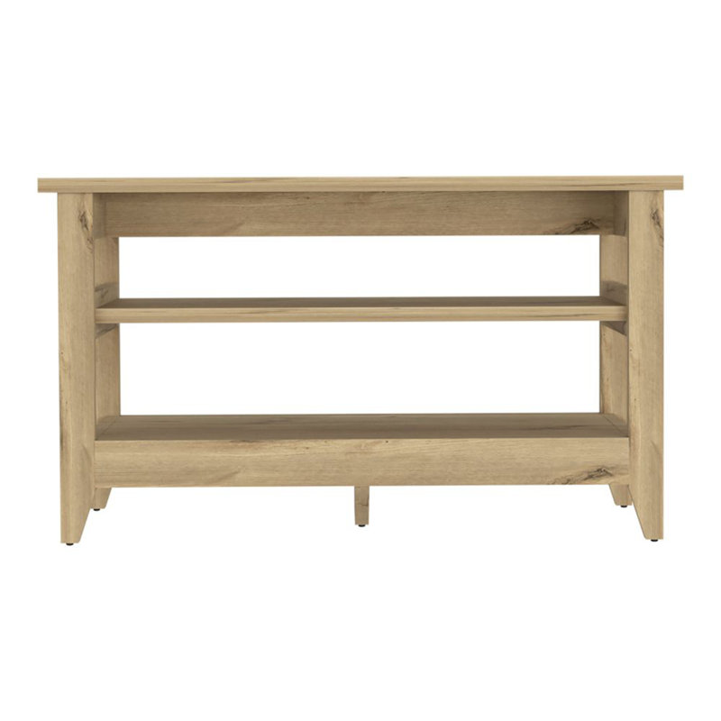Light Oak 2-Shelf Rectangle Storage Bench
