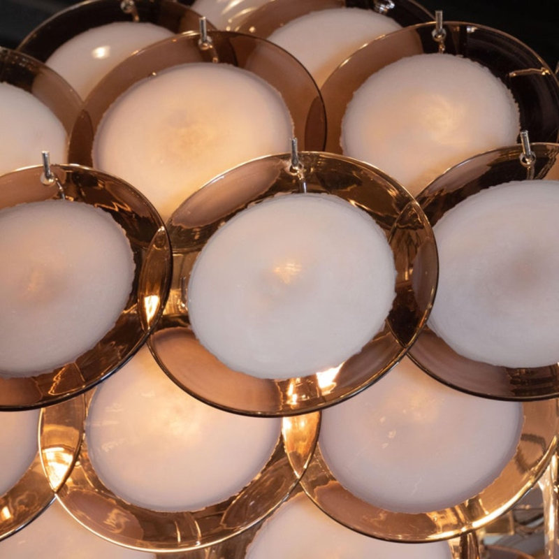 Lustre moderniste à pagode Murano, Bronze noir, H 30 po x l 18 po x P 18 po, Ambre