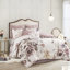 Édredon Blush King - 8 pièces en coton avec imprimé floral à grande échelle et coussins lavables Shabby Chic Euro Shams Soft-124917942