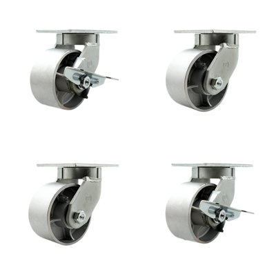 4 Piece Heavy Duty Semi Steel Cast Iron Caster Set