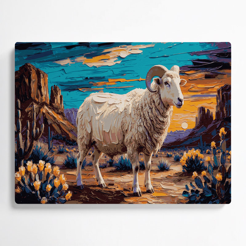 «Southwestern Animals Sheep 50», art mural gris en métal