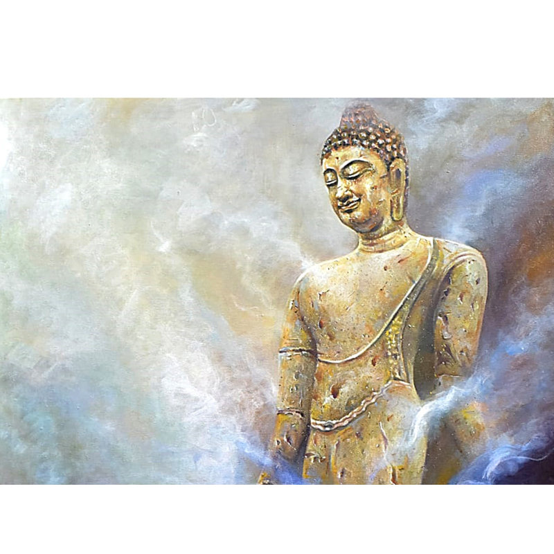 Bouddha prêchant | Acrylique sur toile | Peinture de Jugal Sarkar