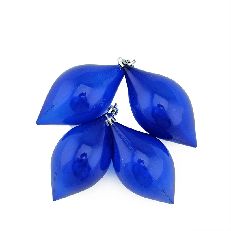Ornement faîteau en forme de larme de Noël incassable, Transparent bleu