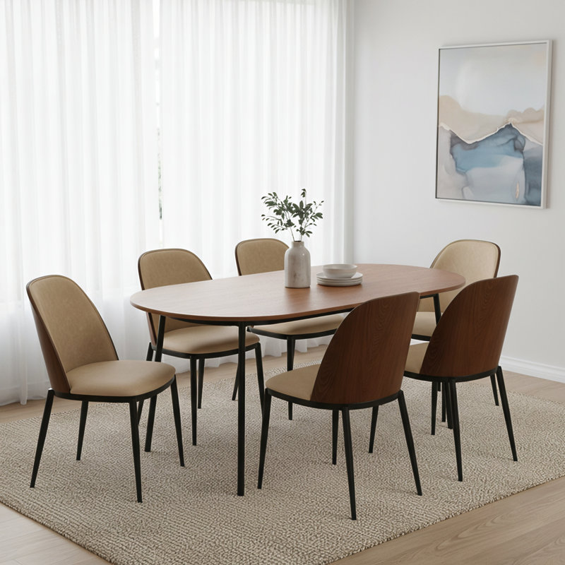 Larenzo 18.7'' H Upholstered Metal Side Chair, Walnut/Light Brown
