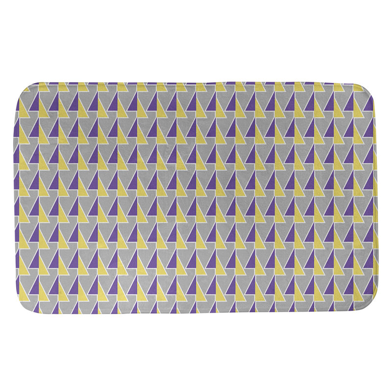 Tapis de bain géométrique antidérapant à motif de flèches décalées, l 21 po x L 34 po, Mauve/jaune
