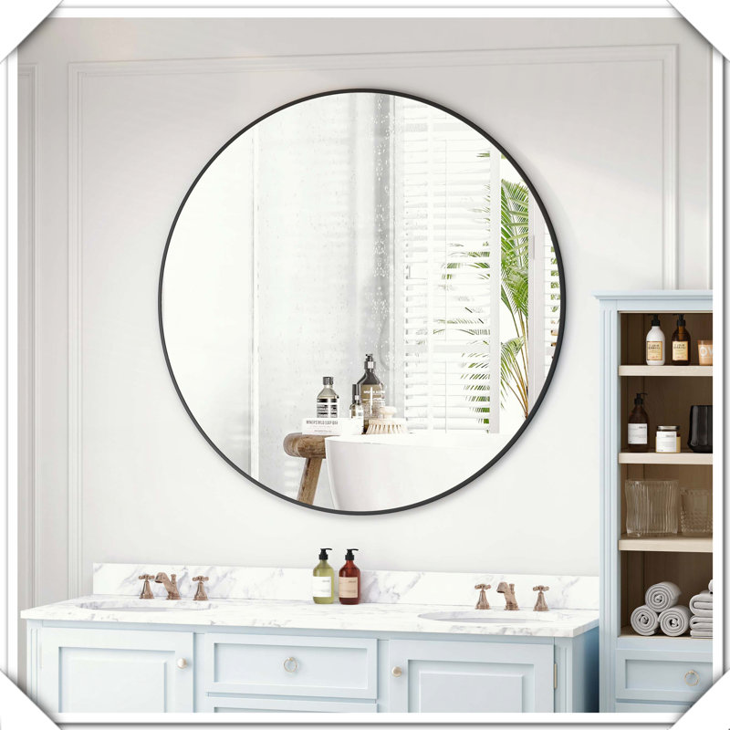 Miroir de décoration murale surdimensionné en métal, H 48 po x l 48 po, Doré, Métal métal