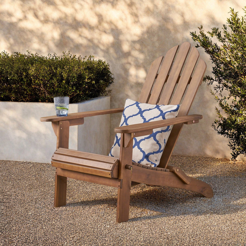 Mobley Acacia Foldable Outdoor Adirondack Chair, Dark Brown