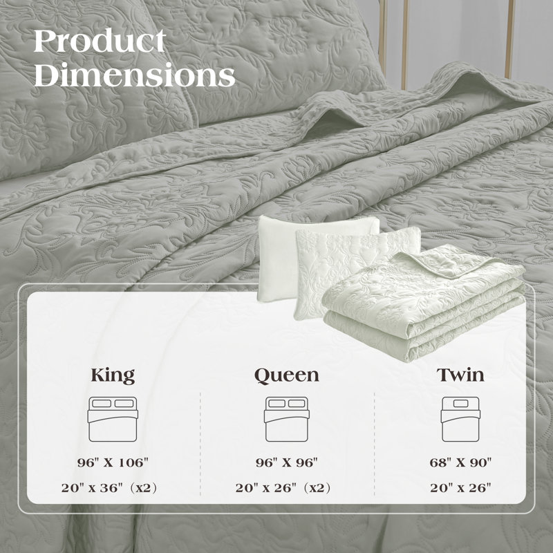 Quilt Set, King Quilt + 2 King Pillowcases, Black