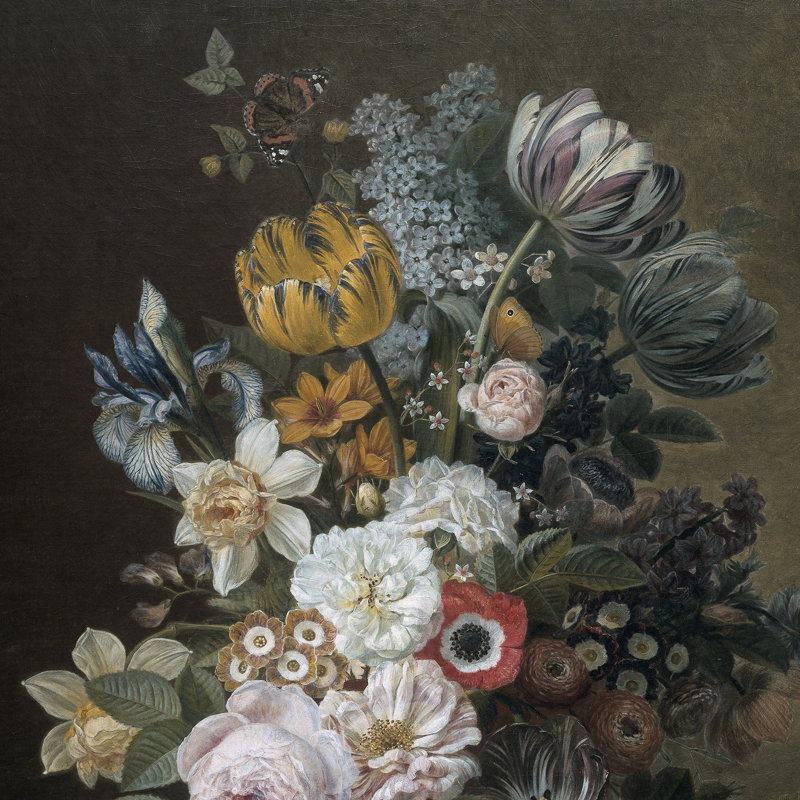 Still Life With Flowers And Butterflies Print by Eelke Jelles Eelkema