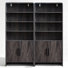 Ensemble de bibliothèque 2 pièces grain de bois moderne avec portes cannelées et tablettes de rangement ouvertes, noir