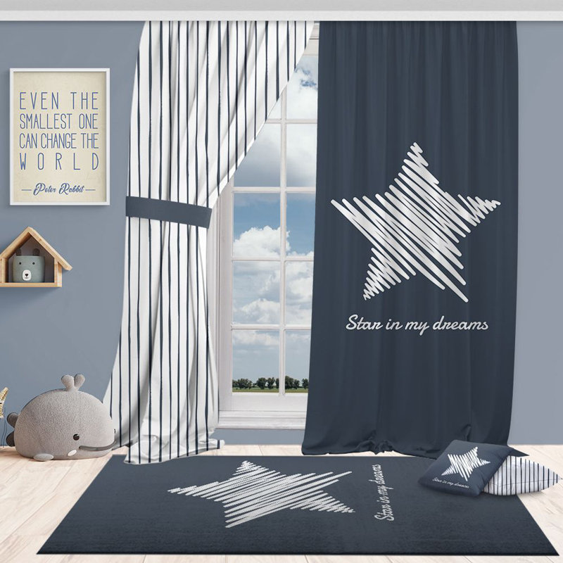 100% Blackout Stars in My Dreams Single Panel Curtain, 140cm Width x 275cm Drop