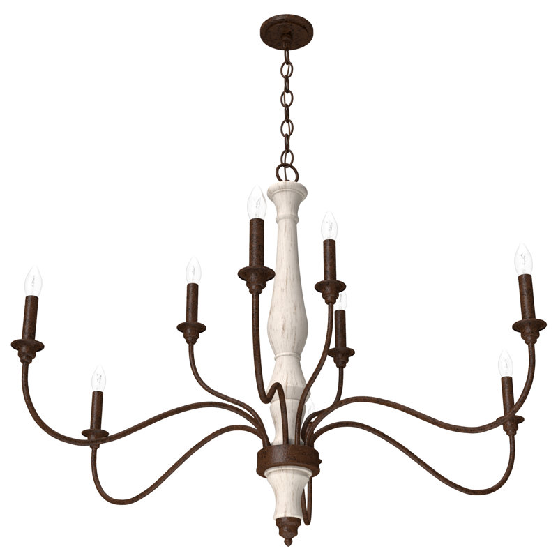 Lustre à niveaux 9 lumières de style bougie Teren, Onyx du Bengal